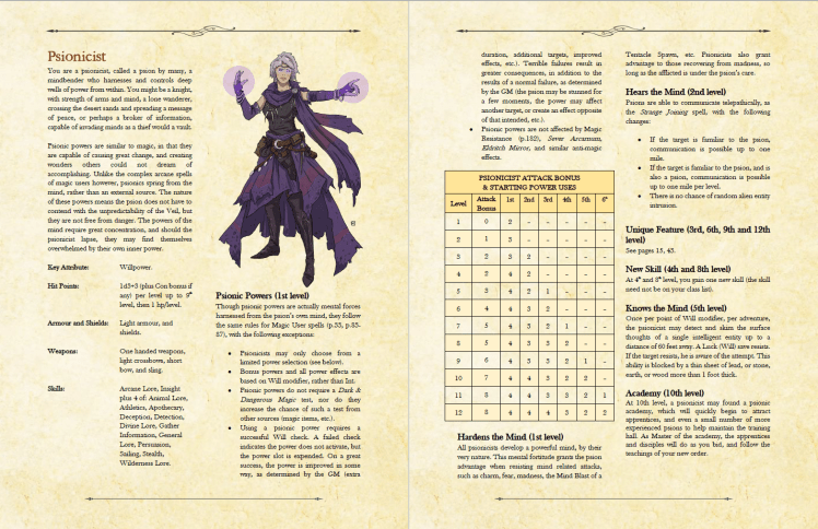 Psionicist pages 1 &amp; 2